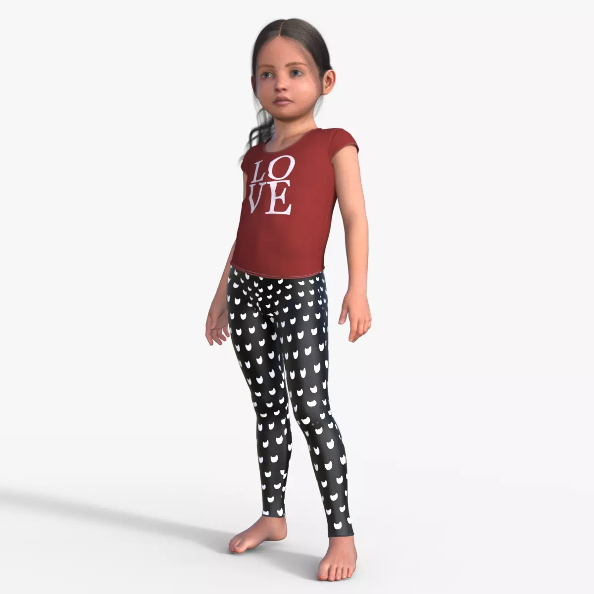 Realistic 3D Girl Child Character Rigged 3D model_0