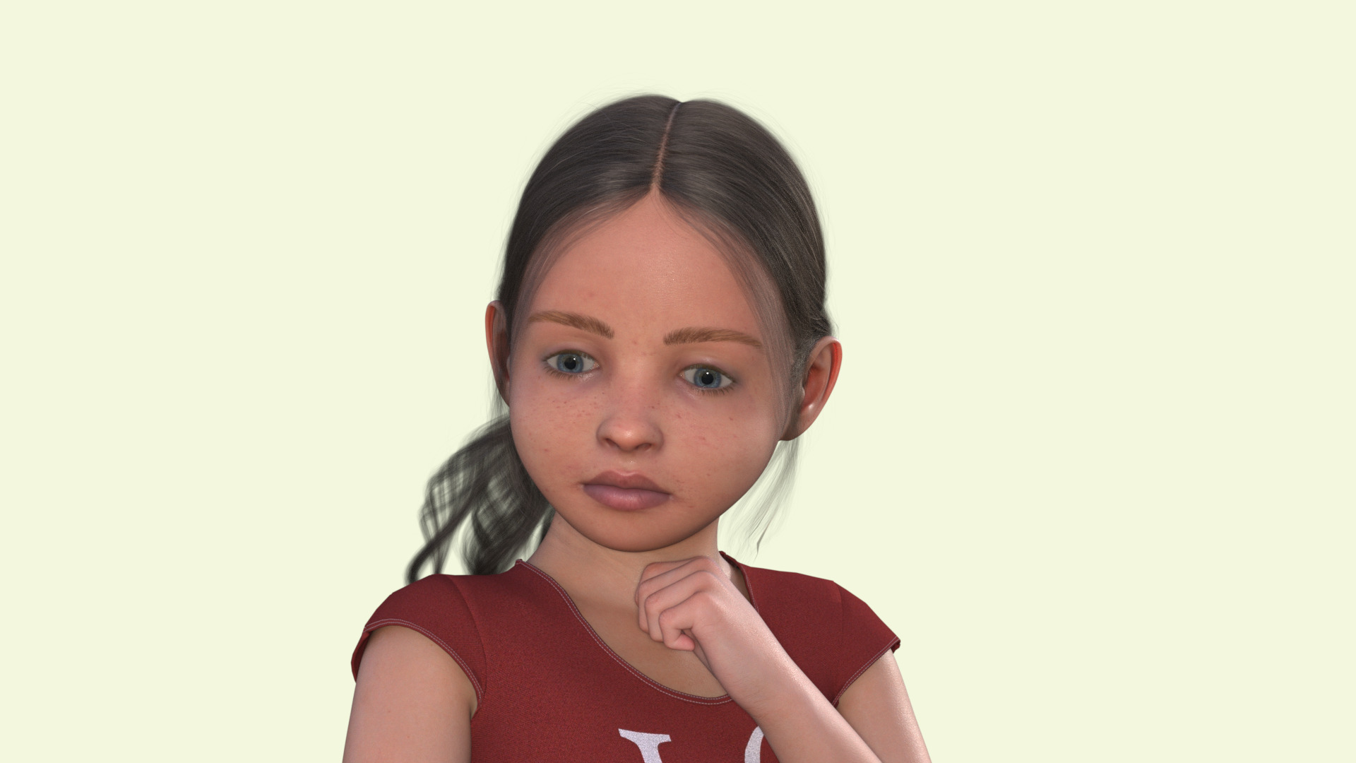 Realistic 3D Girl Child Character Rigged 3D model_19