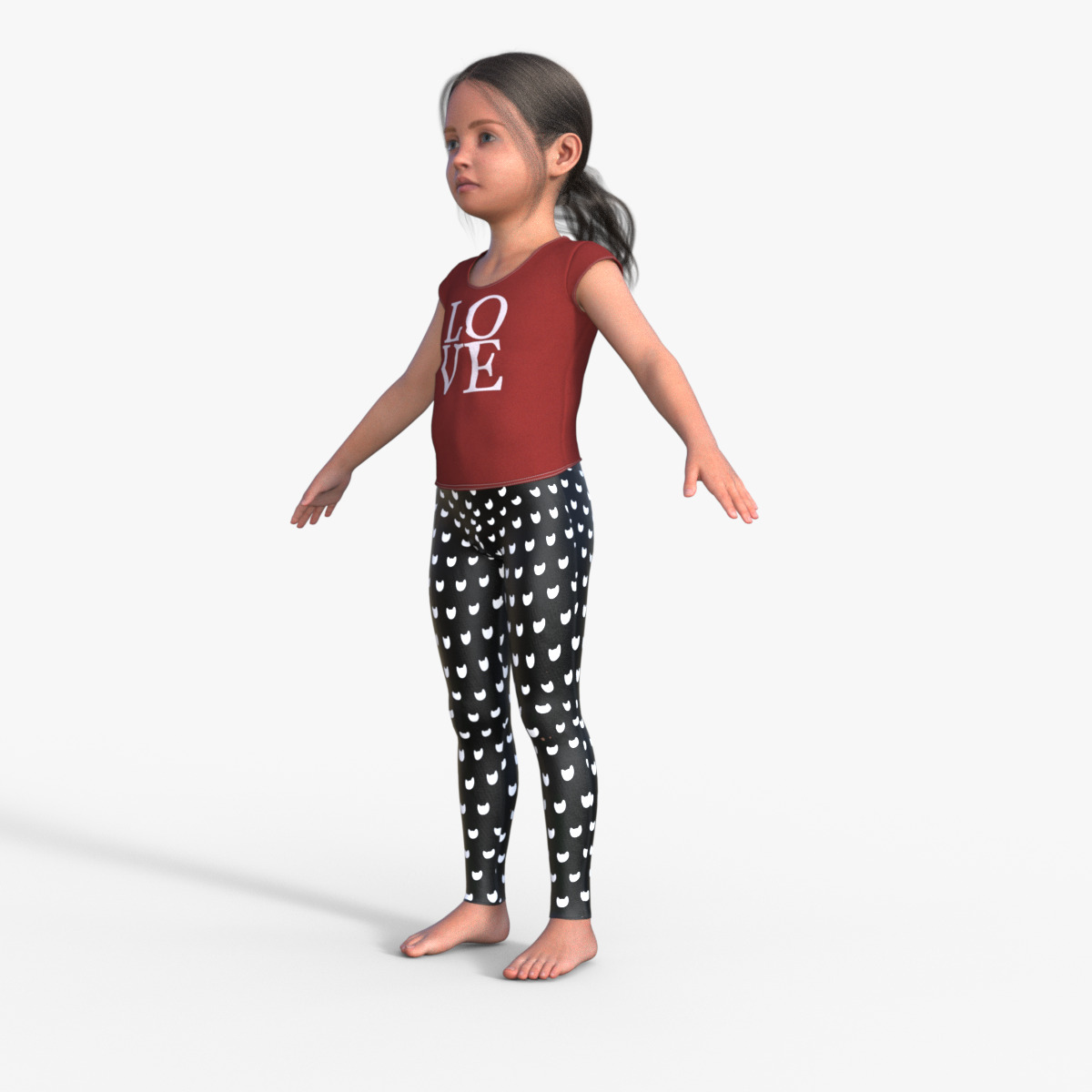 Realistic 3D Girl Child Character Rigged 3D model_2