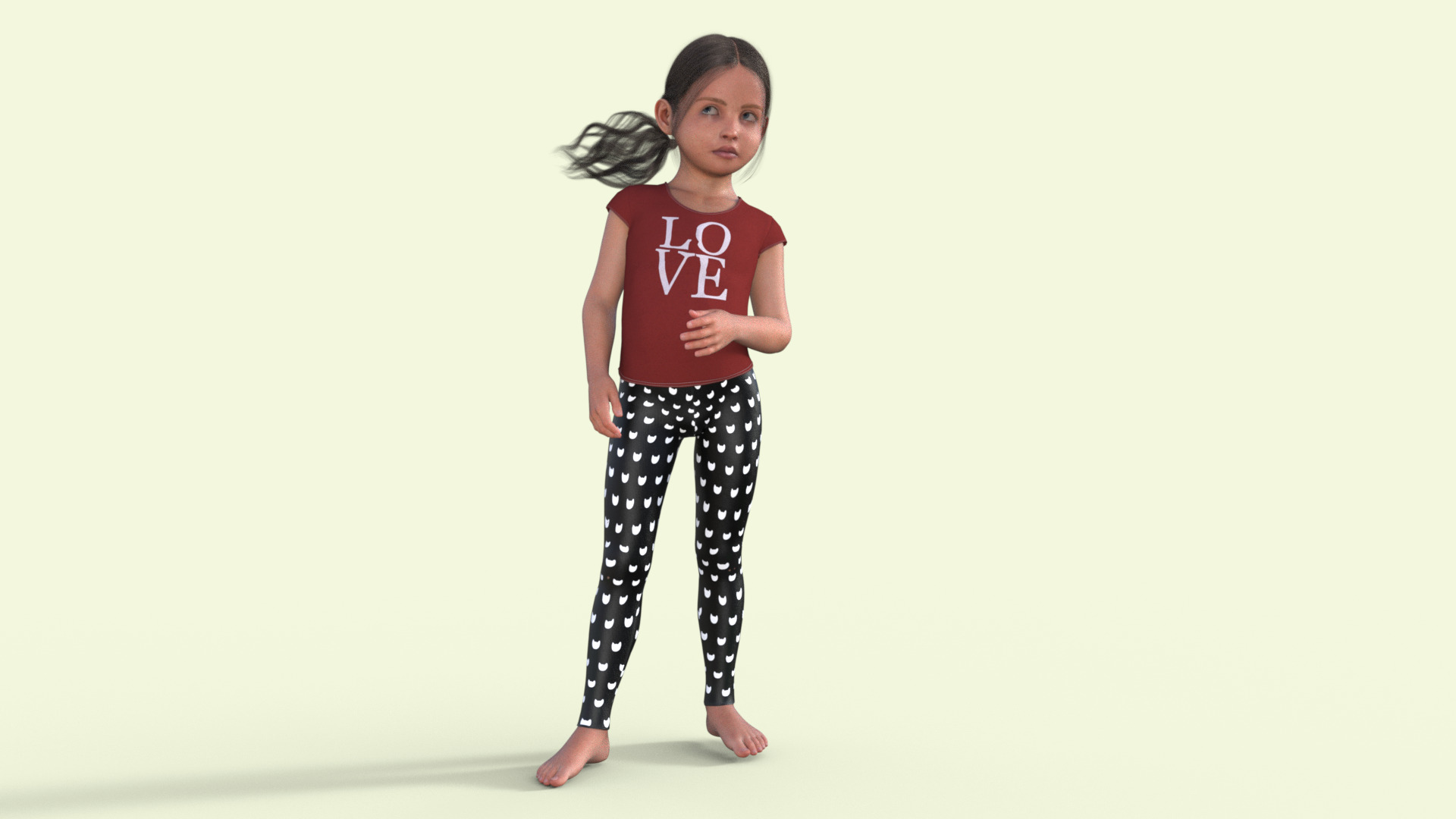 Realistic 3D Girl Child Character Rigged 3D model_13