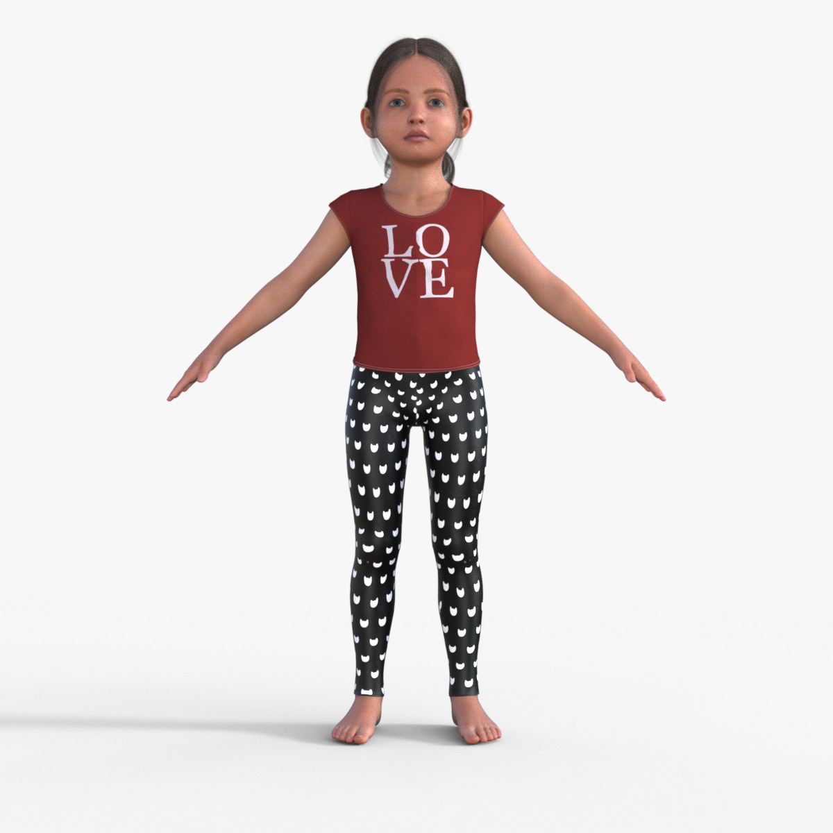 Realistic 3D Girl Child Character Rigged 3D model_9