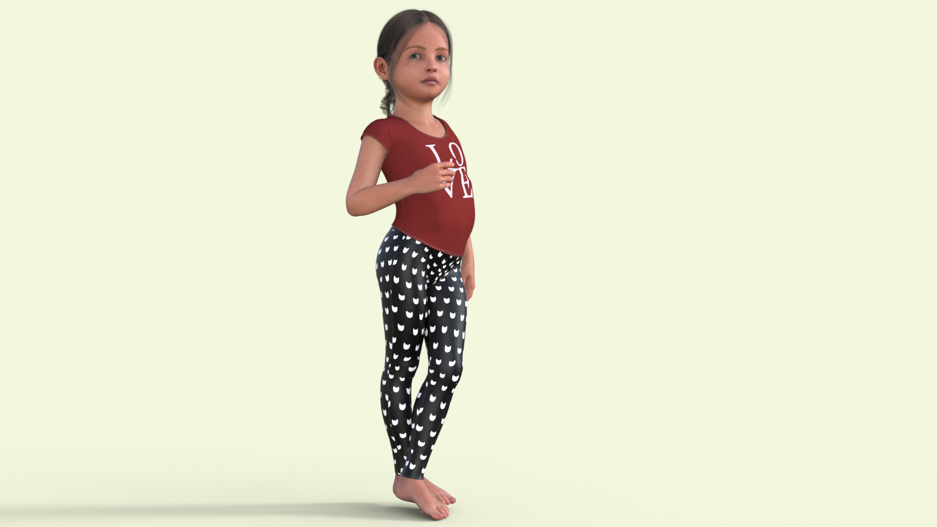 Realistic 3D Girl Child Character Rigged 3D model_22