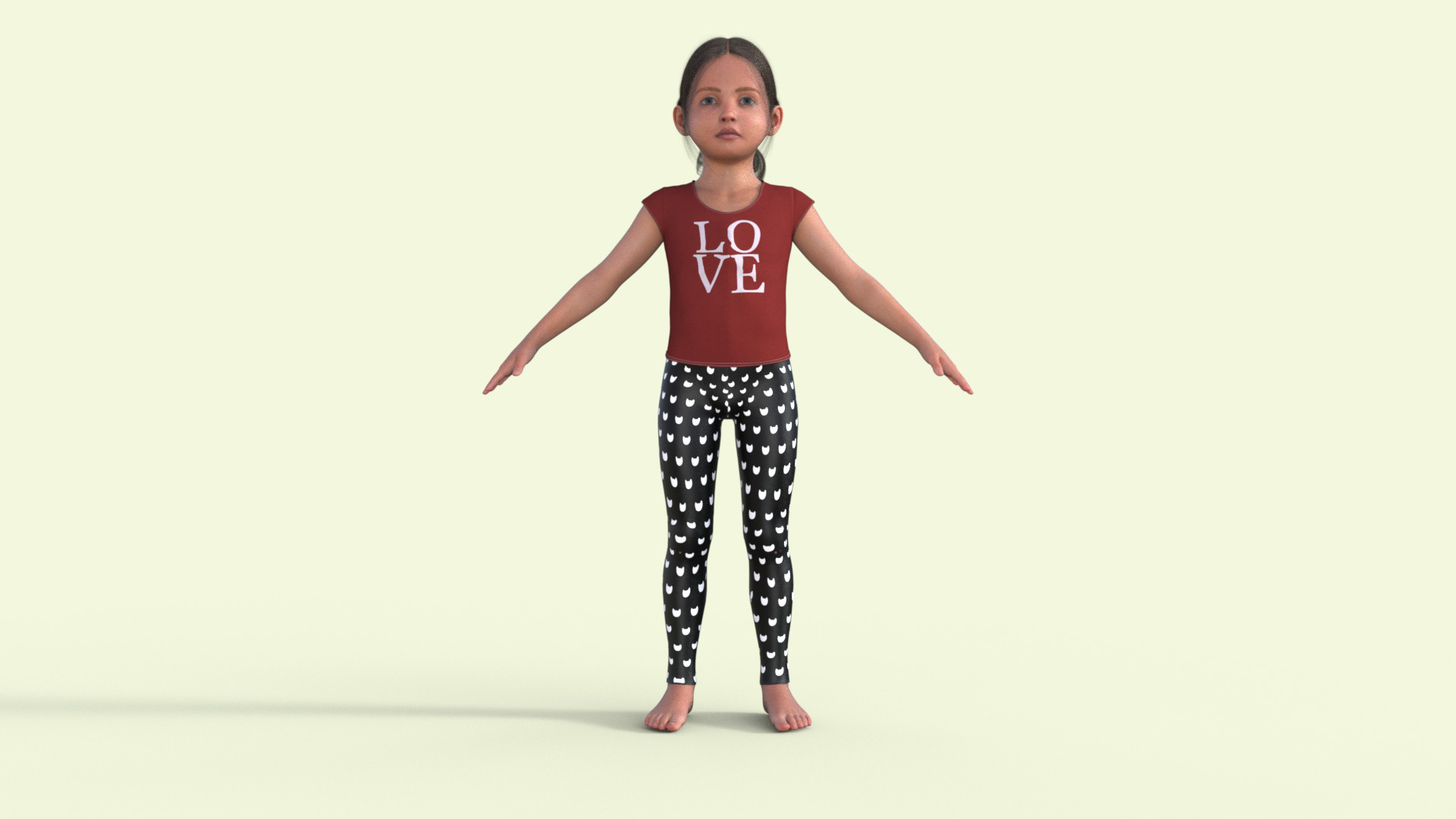 Realistic 3D Girl Child Character Rigged 3D model_35