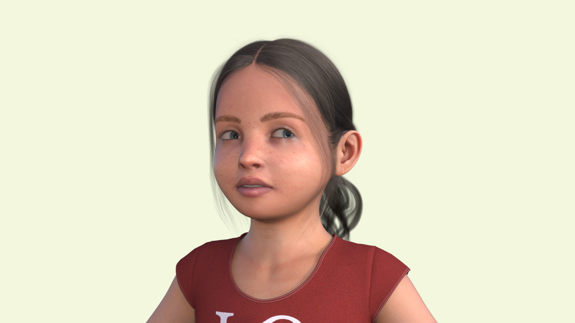Realistic 3D Girl Child Character Rigged 3D model_24