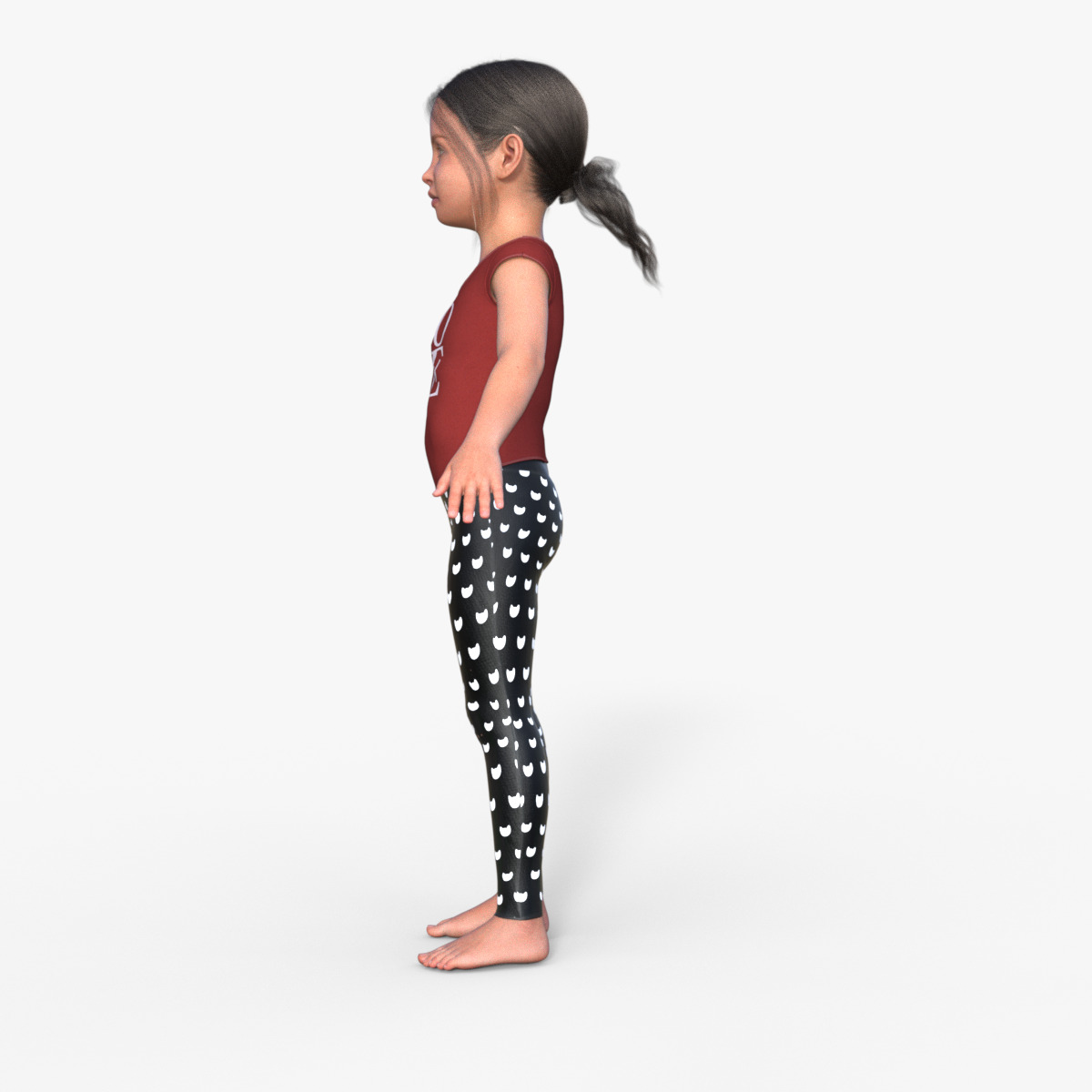 Realistic 3D Girl Child Character Rigged 3D model_11