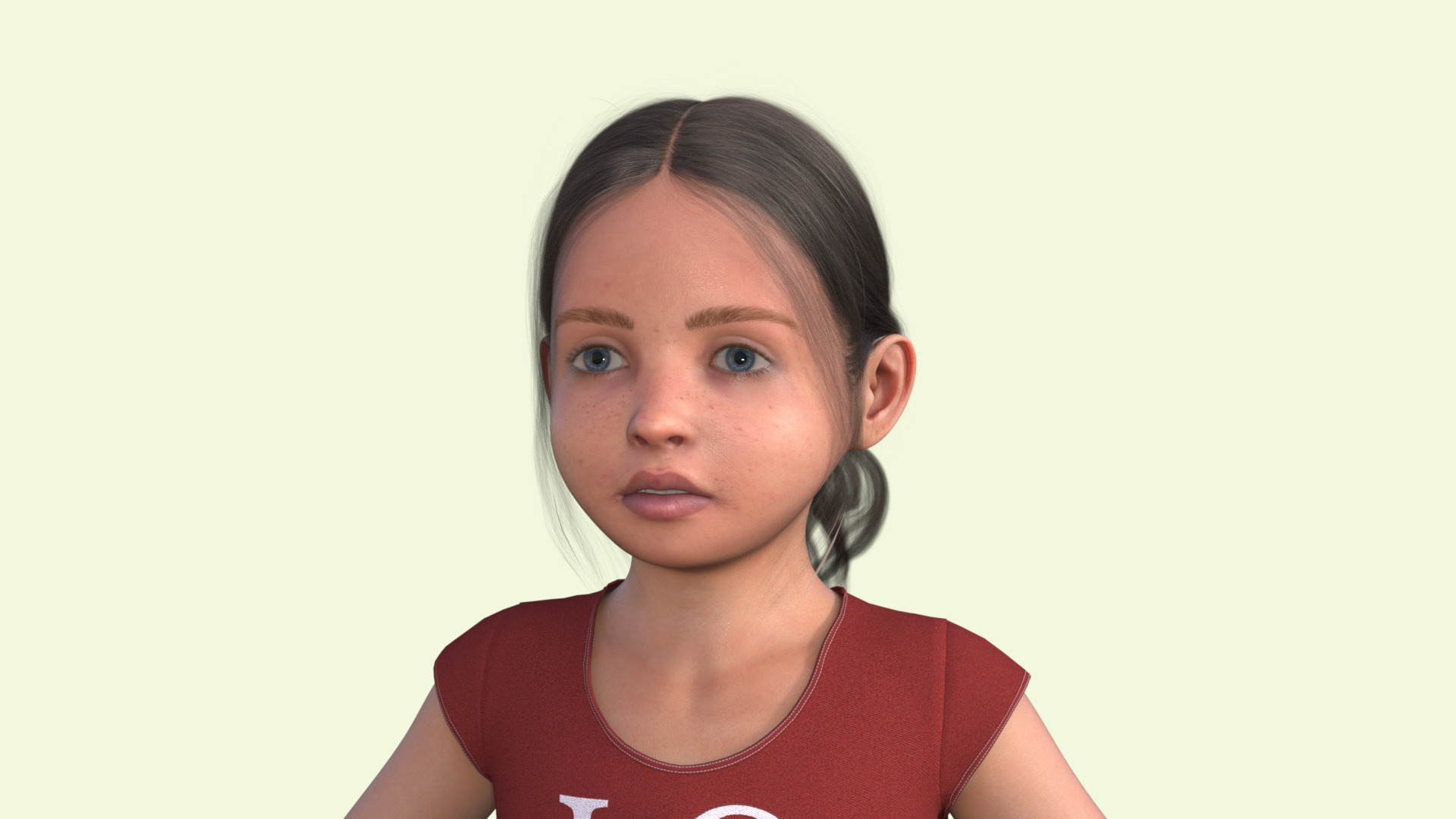 Realistic 3D Girl Child Character Rigged 3D model_18