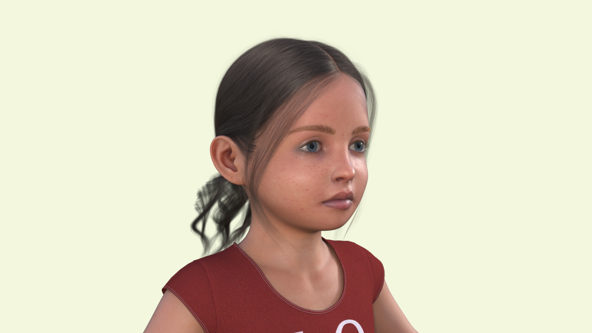 Realistic 3D Girl Child Character Rigged 3D model_16