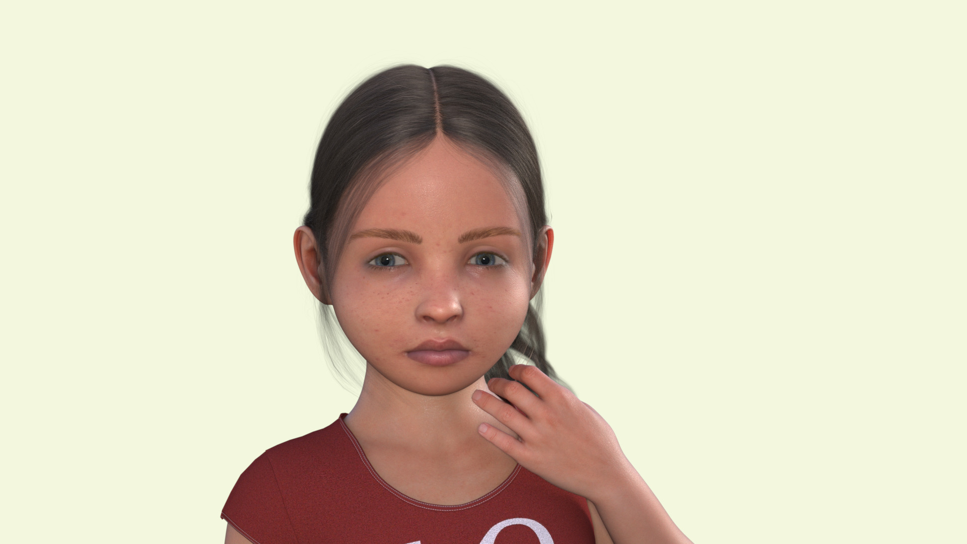 Realistic 3D Girl Child Character Rigged 3D model_20