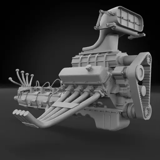 Big Block 460 with Drag Style Supercharger 3D print model