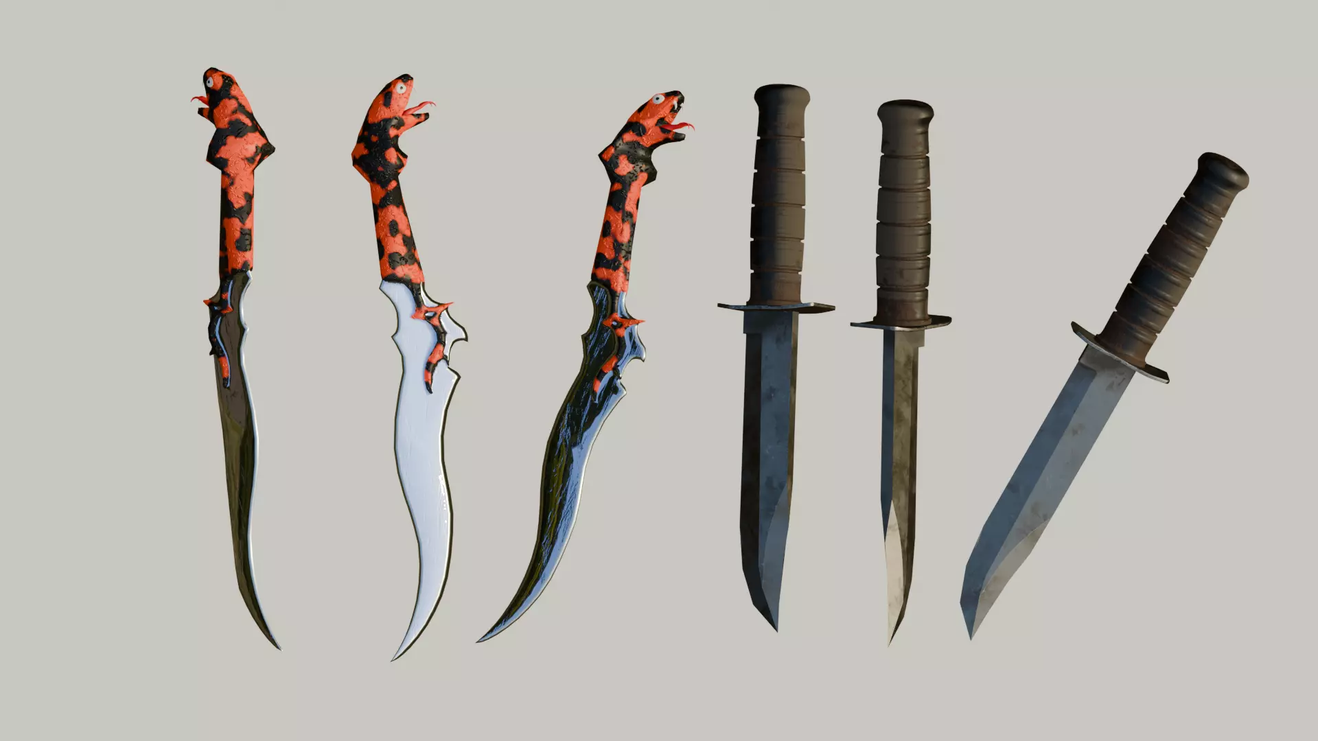 Free Stylized Knives Game Ready Blades for Unity Unreal Free low-poly 3D model