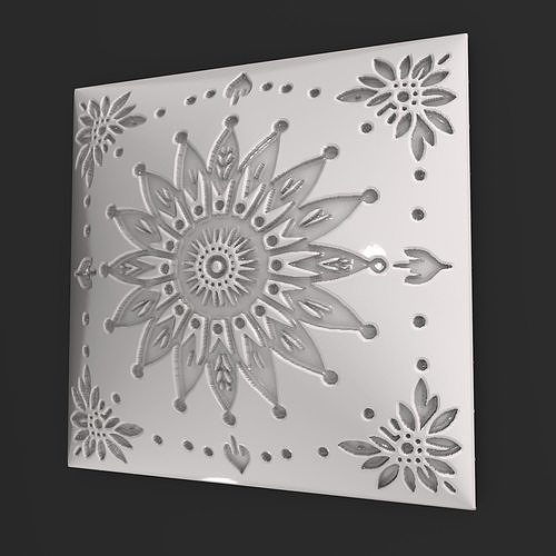 Sqaure Floral NIM 119 Wall Panel 3D print model