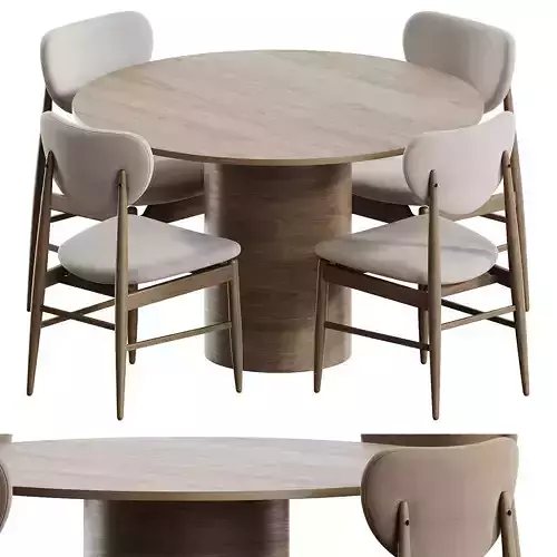 Downtown Chair and Tulip Dining Table 3D model