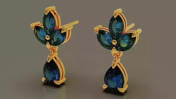 prong set marquise and pear shape diamond stud earring