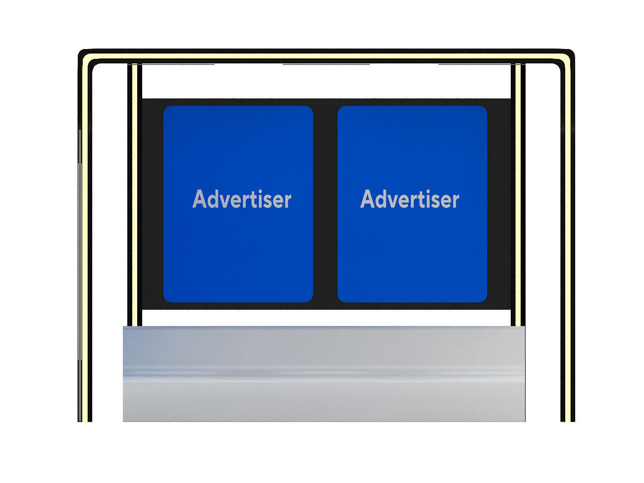 Public Transport Waiting Shelter with Bench and Ads Panel 3D model_2