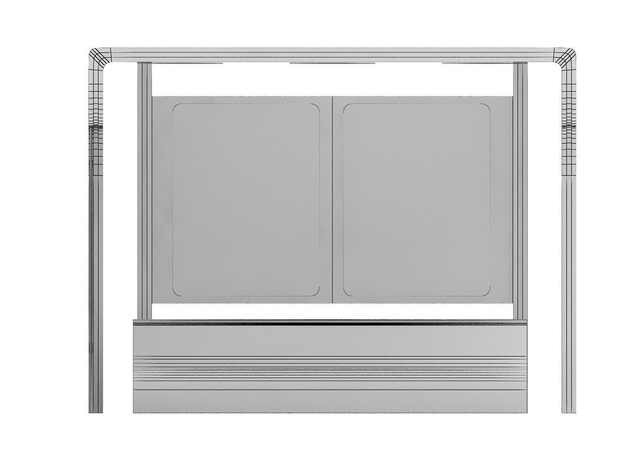 Public Transport Waiting Shelter with Bench and Ads Panel 3D model_6