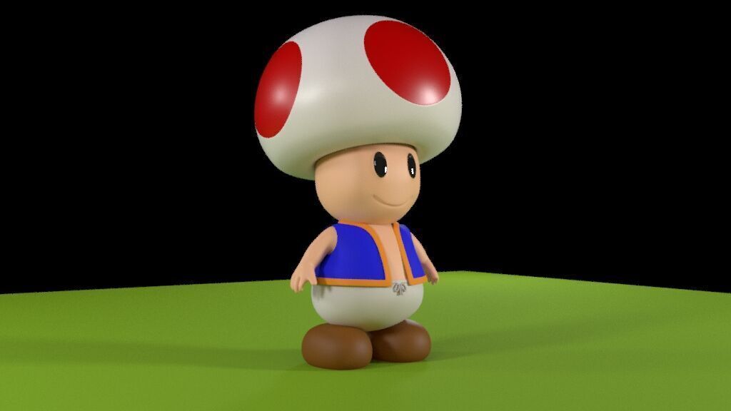 Toad 3D Model Low Poly All Quad High Quality Mario Fan Art Low-poly 3D model_13