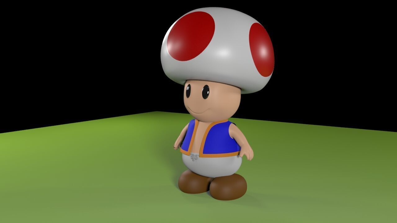Toad 3D Model Low Poly All Quad High Quality Mario Fan Art Low-poly 3D model_7