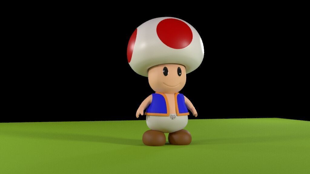 Toad 3D Model Low Poly All Quad High Quality Mario Fan Art Low-poly 3D model_10