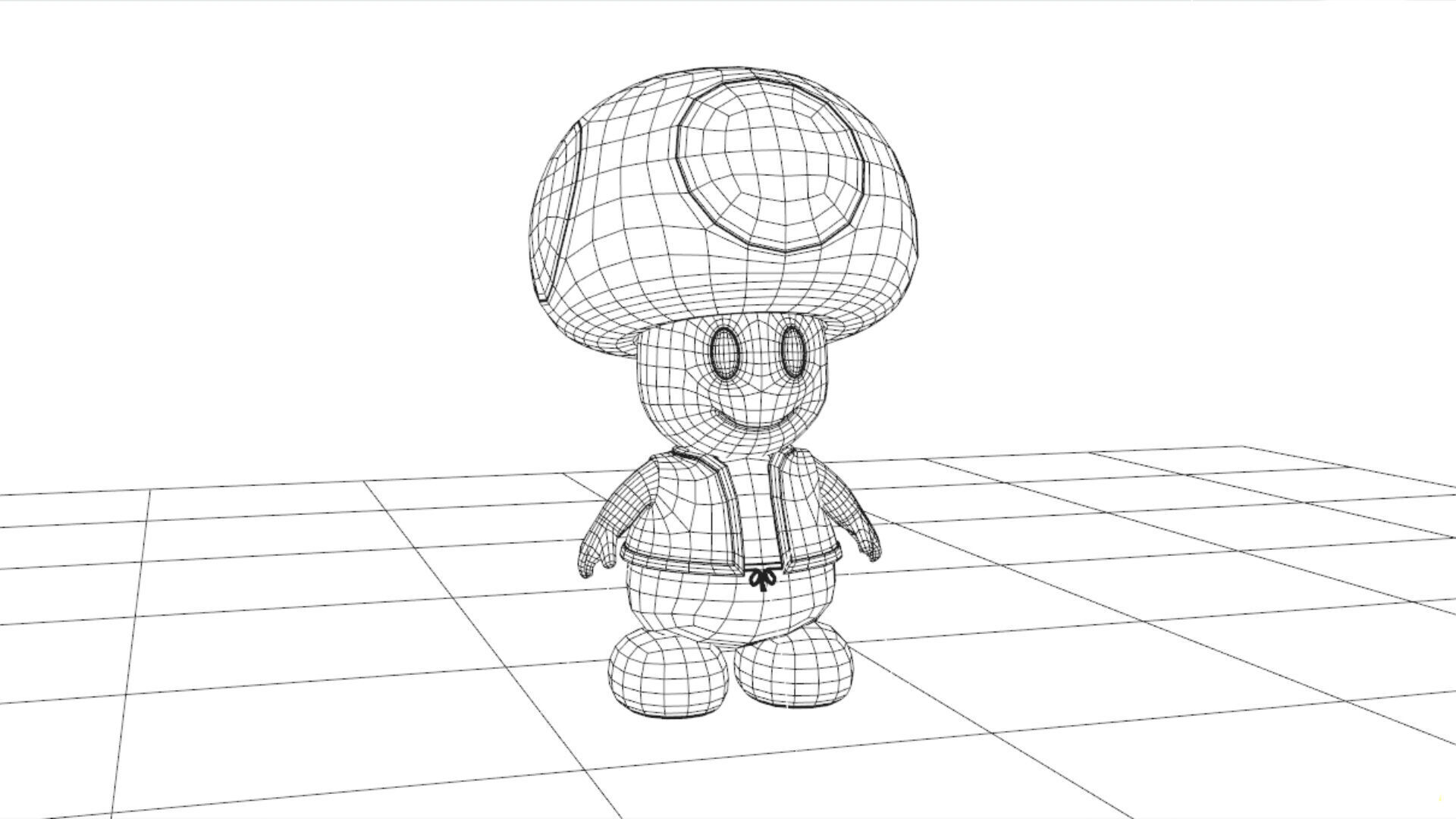 Toad 3D Model Low Poly All Quad High Quality Mario Fan Art Low-poly 3D model_11