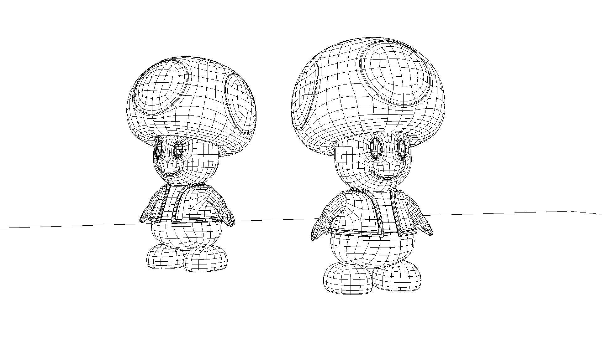 Toad 3D Model Low Poly All Quad High Quality Mario Fan Art Low-poly 3D model_2