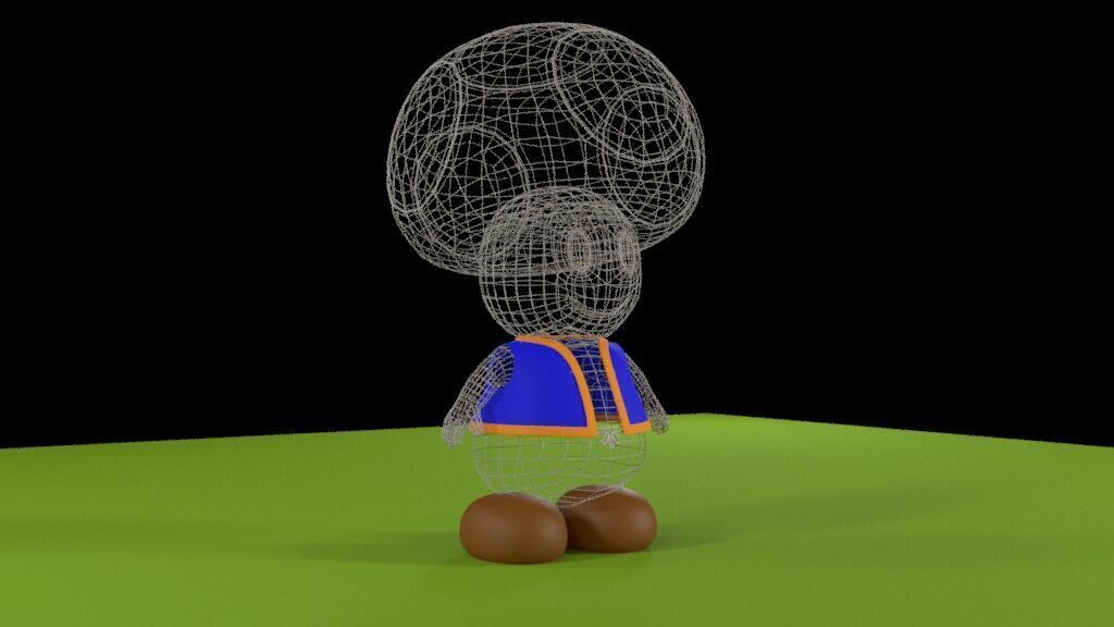 Toad 3D Model Low Poly All Quad High Quality Mario Fan Art Low-poly 3D model_5