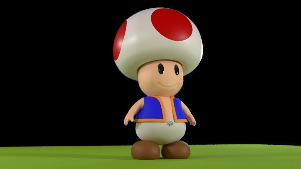 Toad 3D Model Low Poly All Quad High Quality Mario Fan Art Low-poly 3D model_9