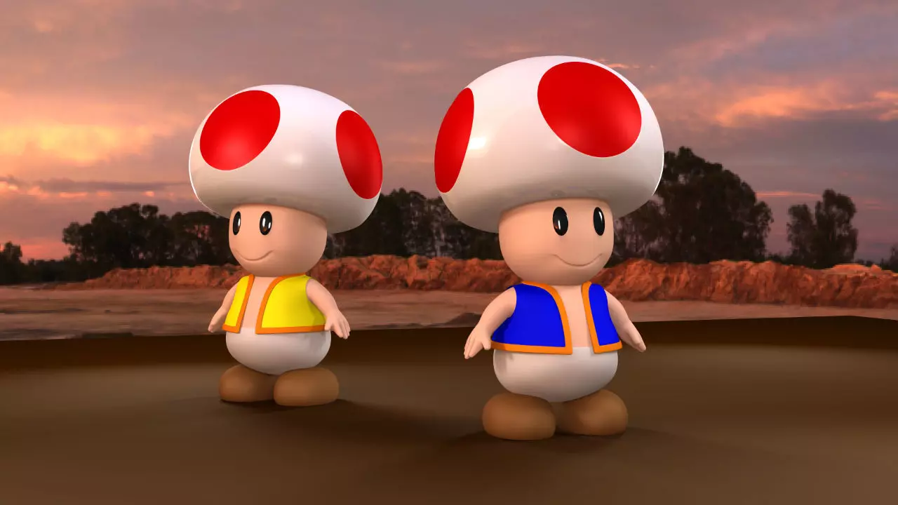Toad 3D Model Low Poly All Quad High Quality Mario Fan Art Low-poly 3D model_0