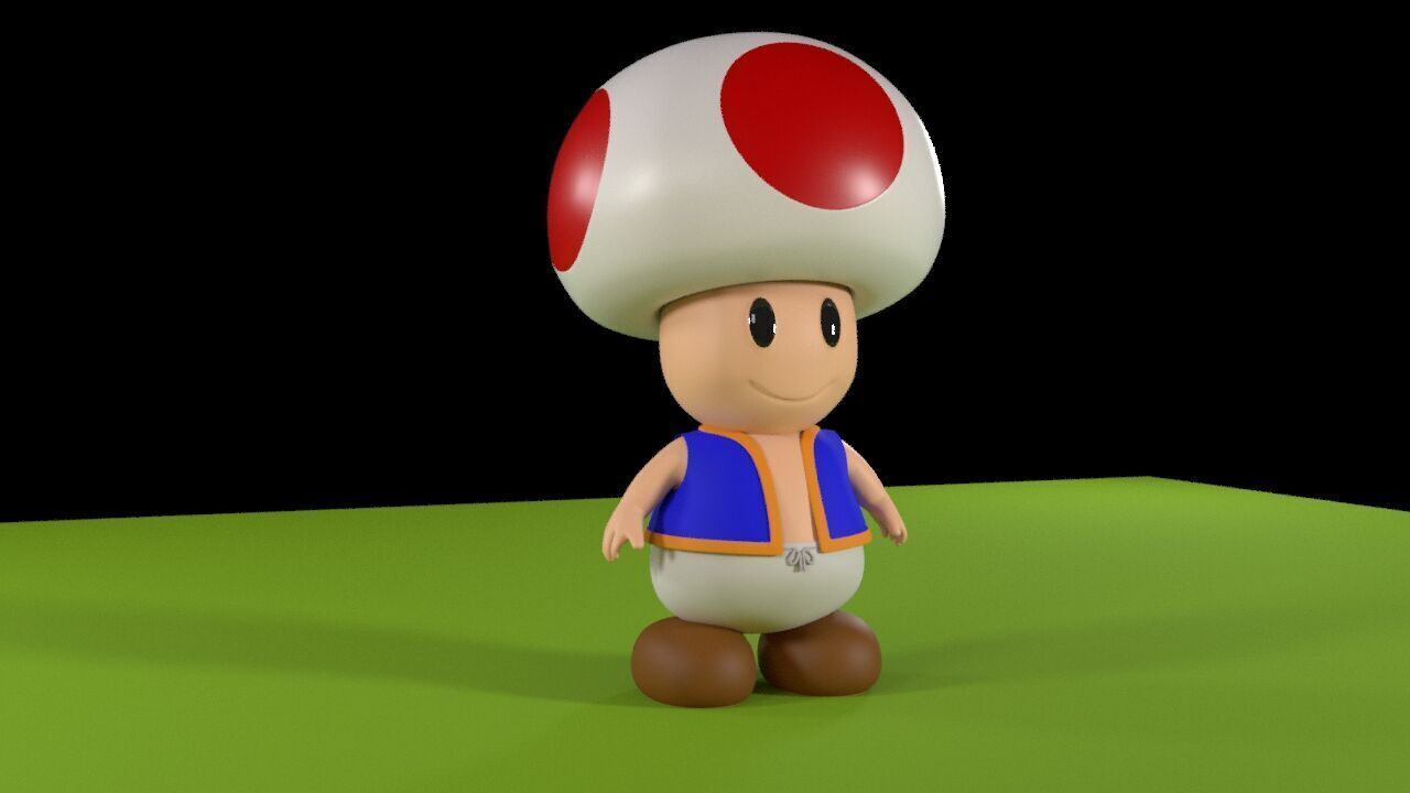 Toad 3D Model Low Poly All Quad High Quality Mario Fan Art Low-poly 3D model_3