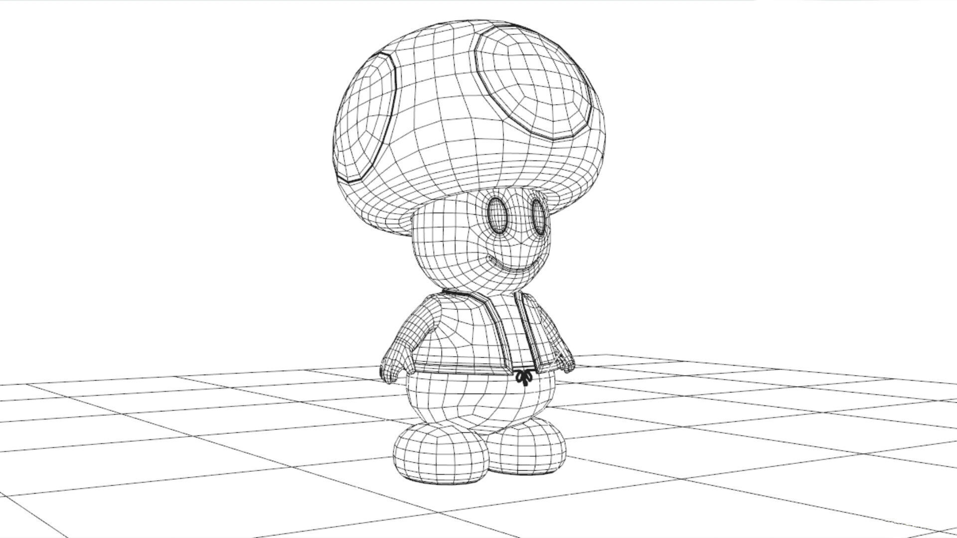 Toad 3D Model Low Poly All Quad High Quality Mario Fan Art Low-poly 3D model_6