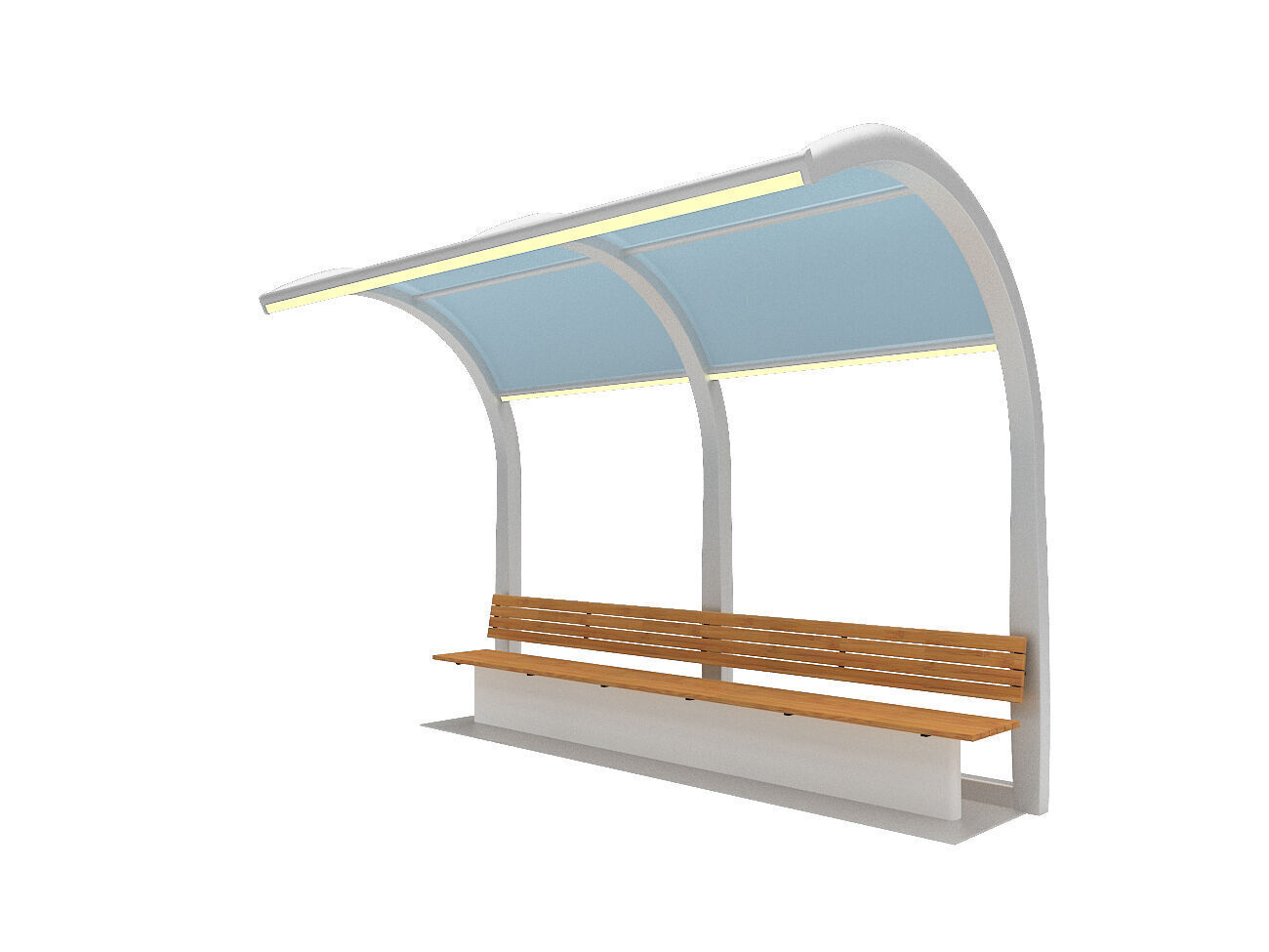 Public Transport Waiting Shelter with Bench 3D model_1