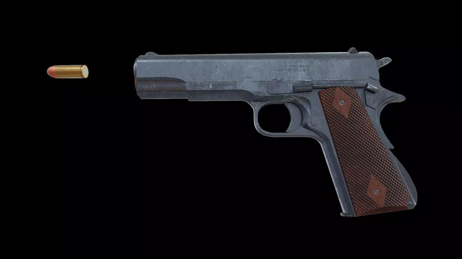 Colt 1911 Low-poly 3D model_0