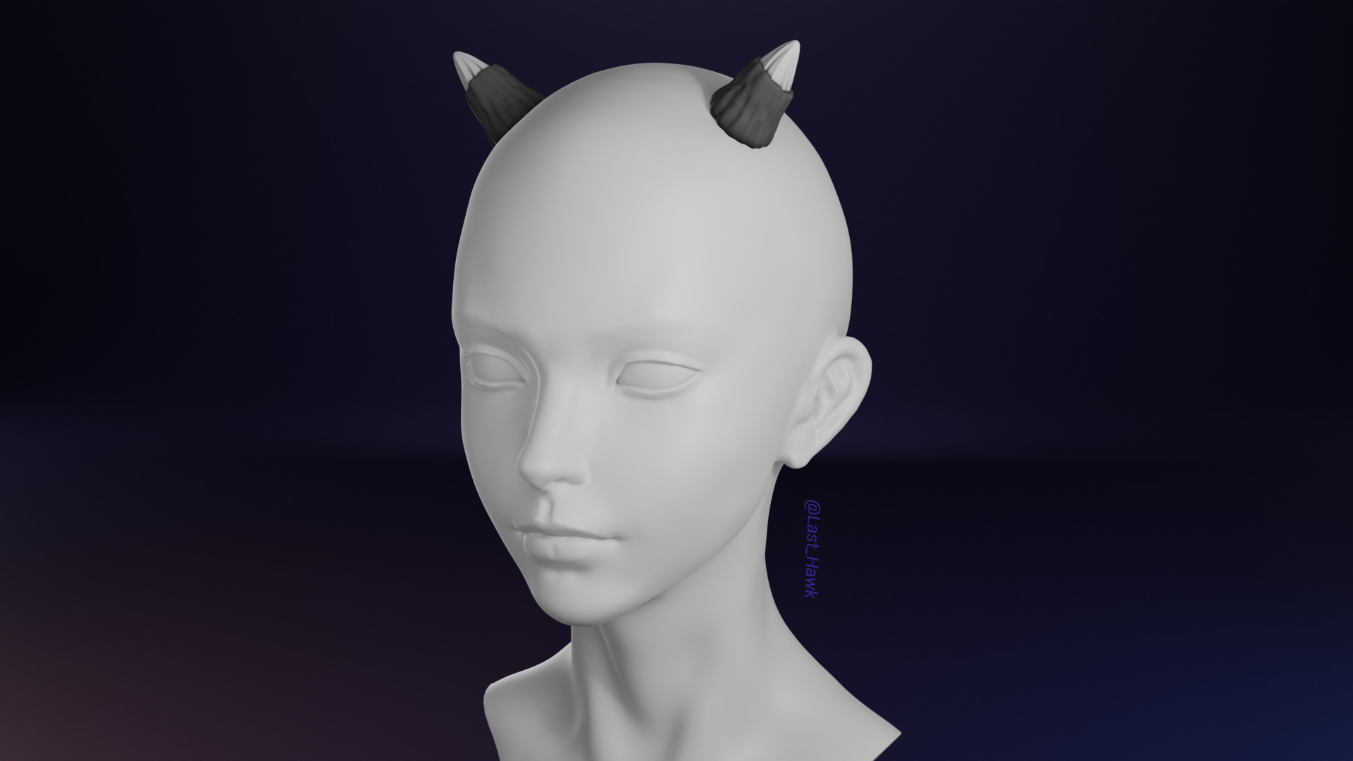 Small cosplay horns 3D print model_2