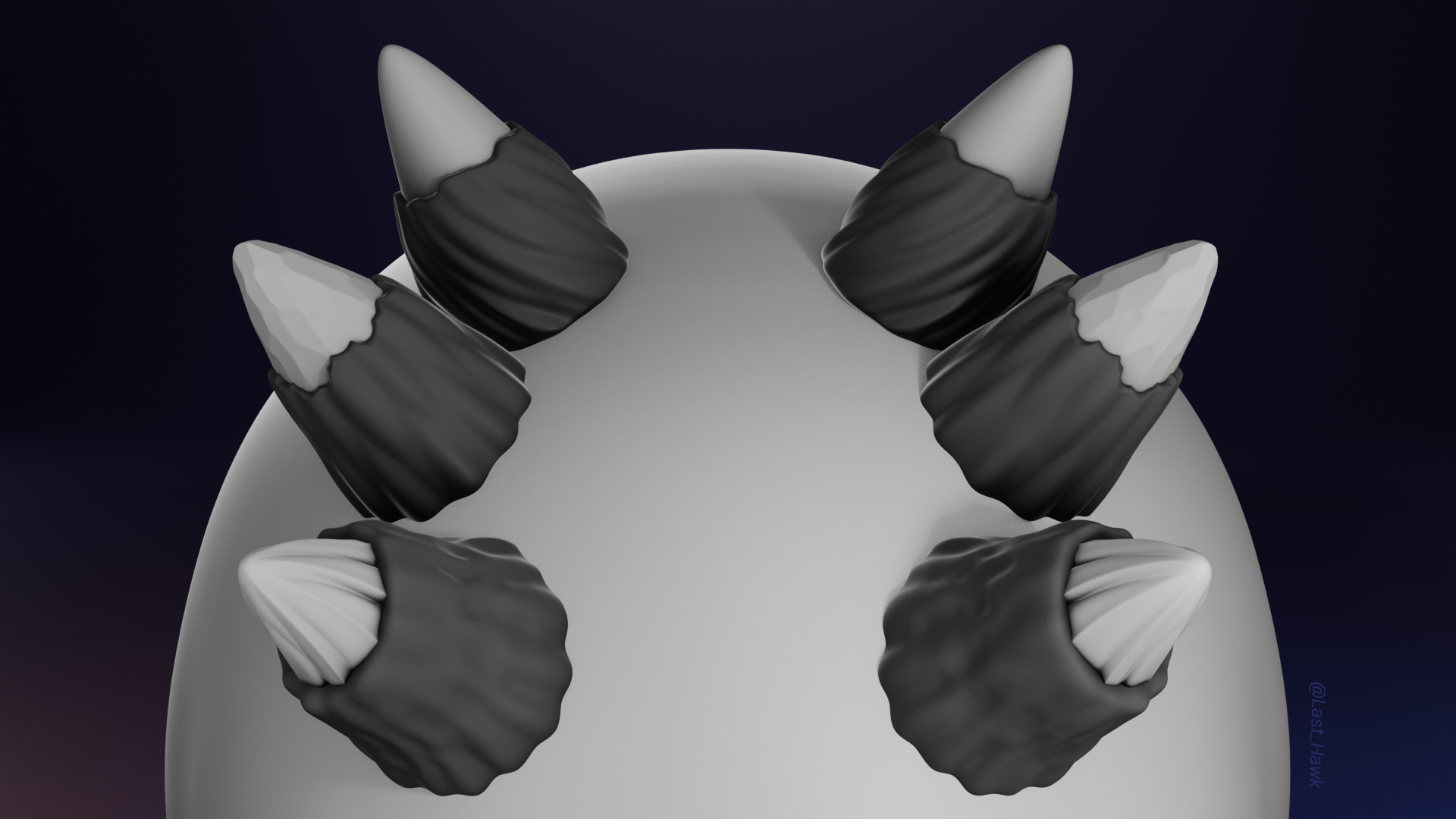 Small cosplay horns 3D print model_3