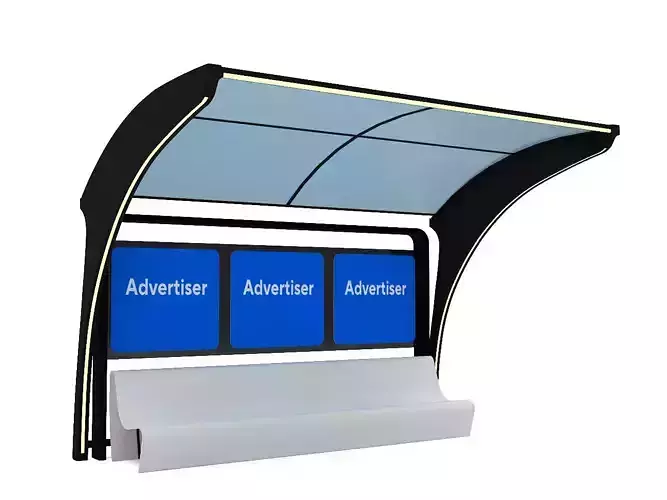 Public Transport Waiting Shelter with Bench and Ad Panel