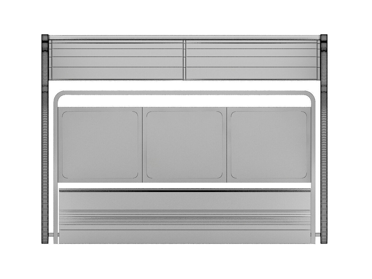 Public Transport Waiting Shelter with Bench and Ad Panel 3D model_6