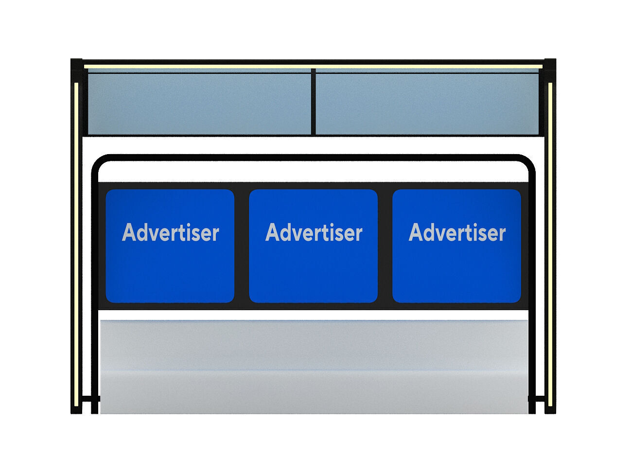 Public Transport Waiting Shelter with Bench and Ad Panel 3D model_2