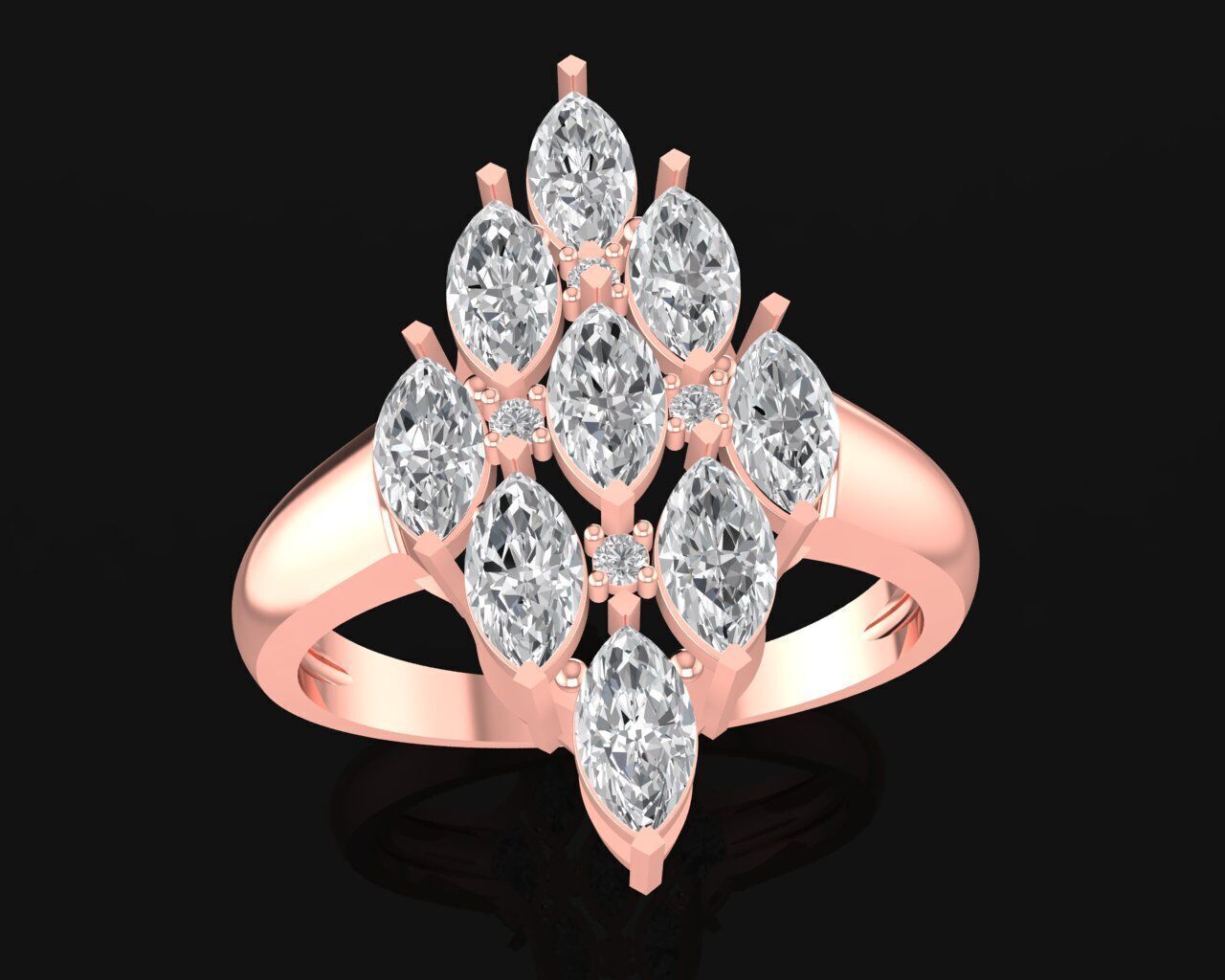 16a Marquise Diamond Fashion Woman Ring 3D print model_5