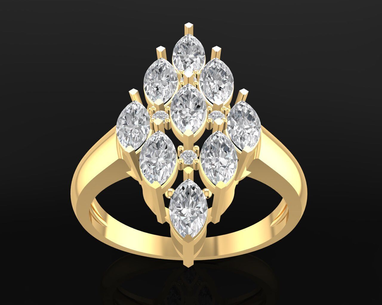 16a Marquise Diamond Fashion Woman Ring 3D print model_2
