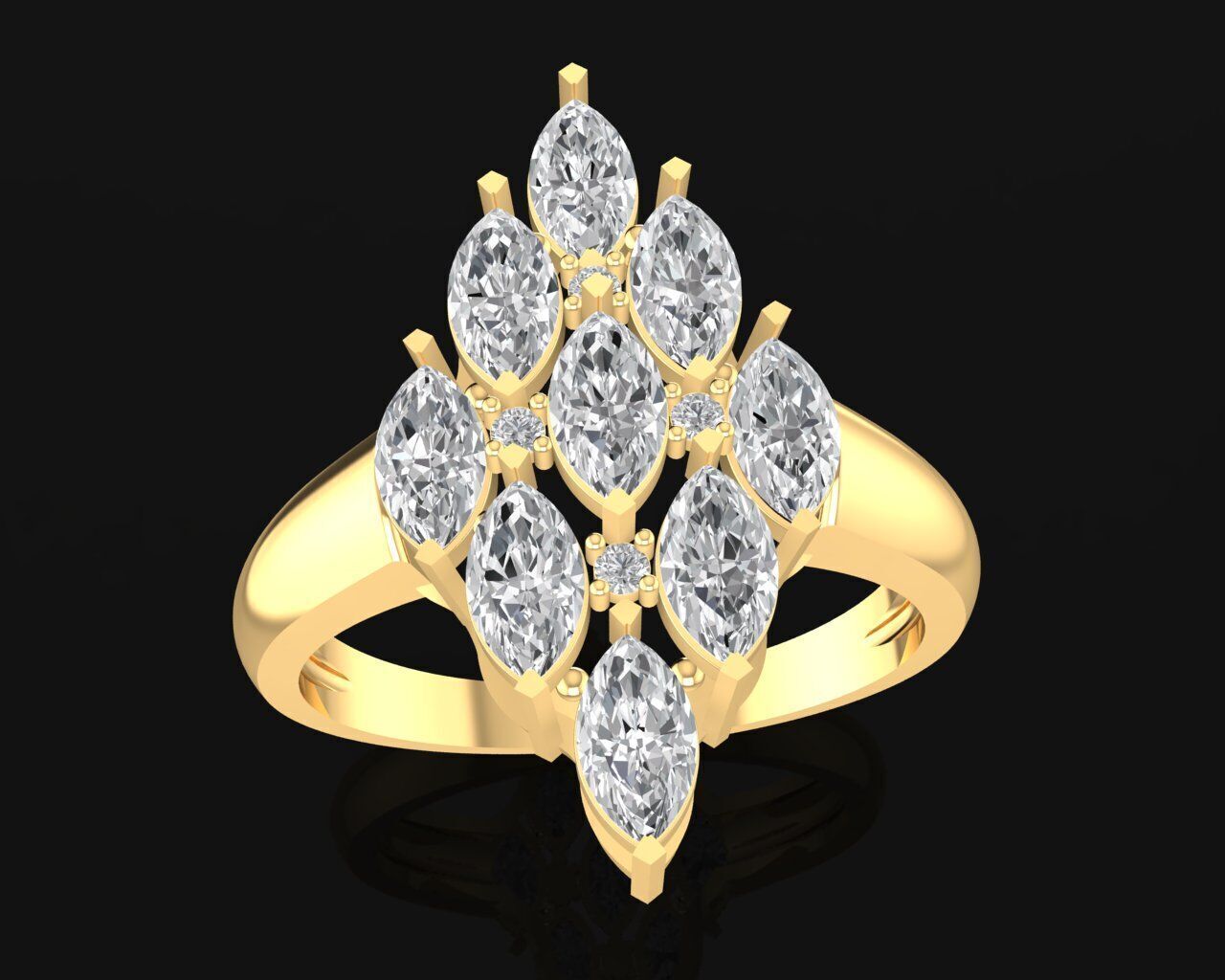 16a Marquise Diamond Fashion Woman Ring 3D print model_3