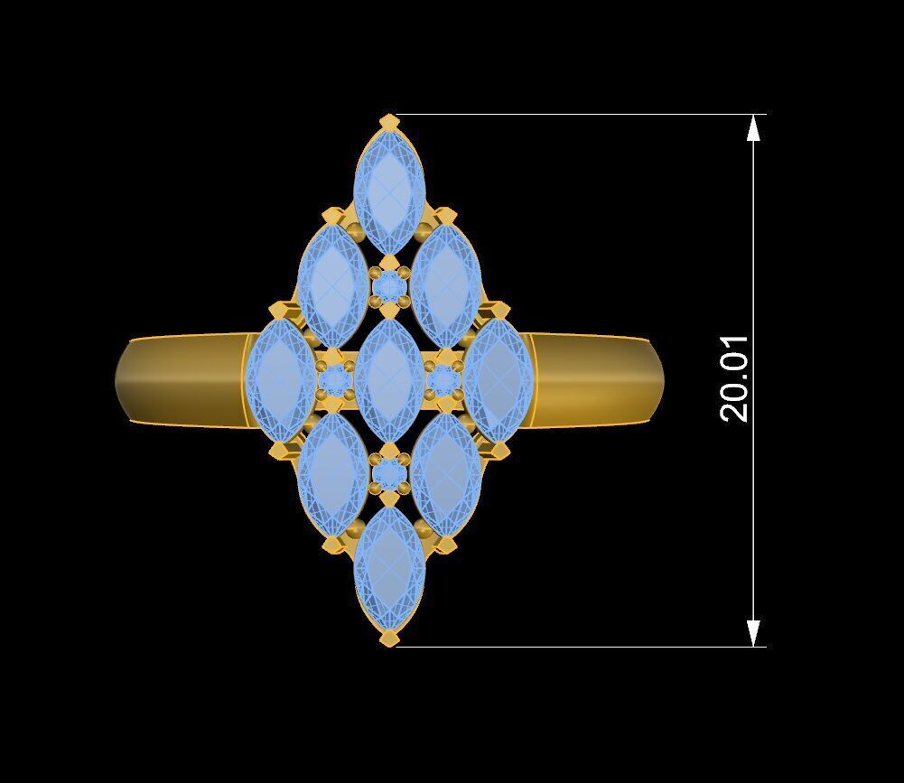 16a Marquise Diamond Fashion Woman Ring 3D print model_4