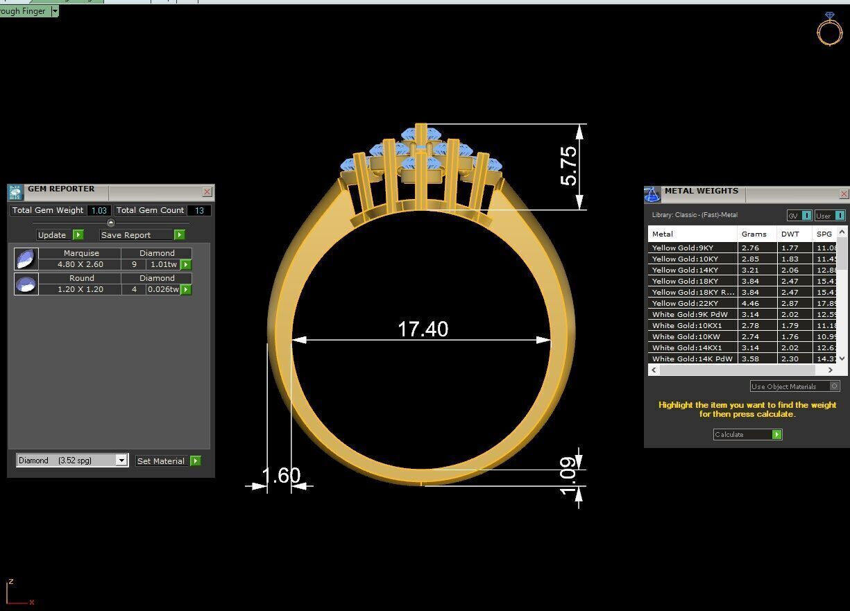 16a Marquise Diamond Fashion Woman Ring 3D print model_9