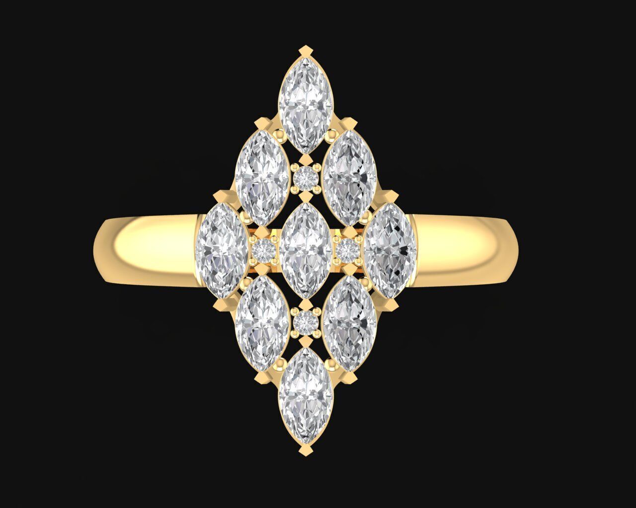 16a Marquise Diamond Fashion Woman Ring 3D print model_1