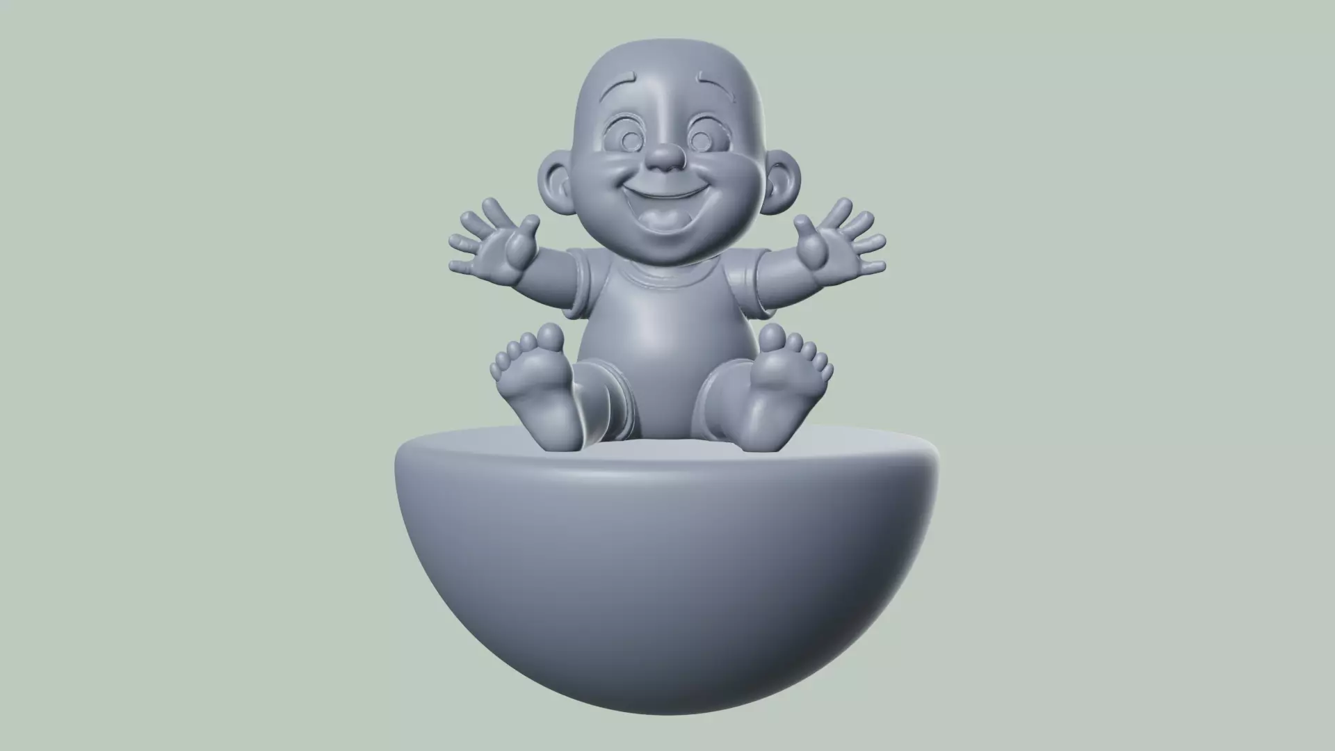 Happy Baby on Hemisphere High Quality 3D Print Model Split Parts 3D print model
