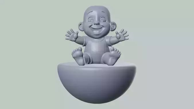 Happy Baby on Hemisphere High Quality 3D Print Model Split Parts 3D print model