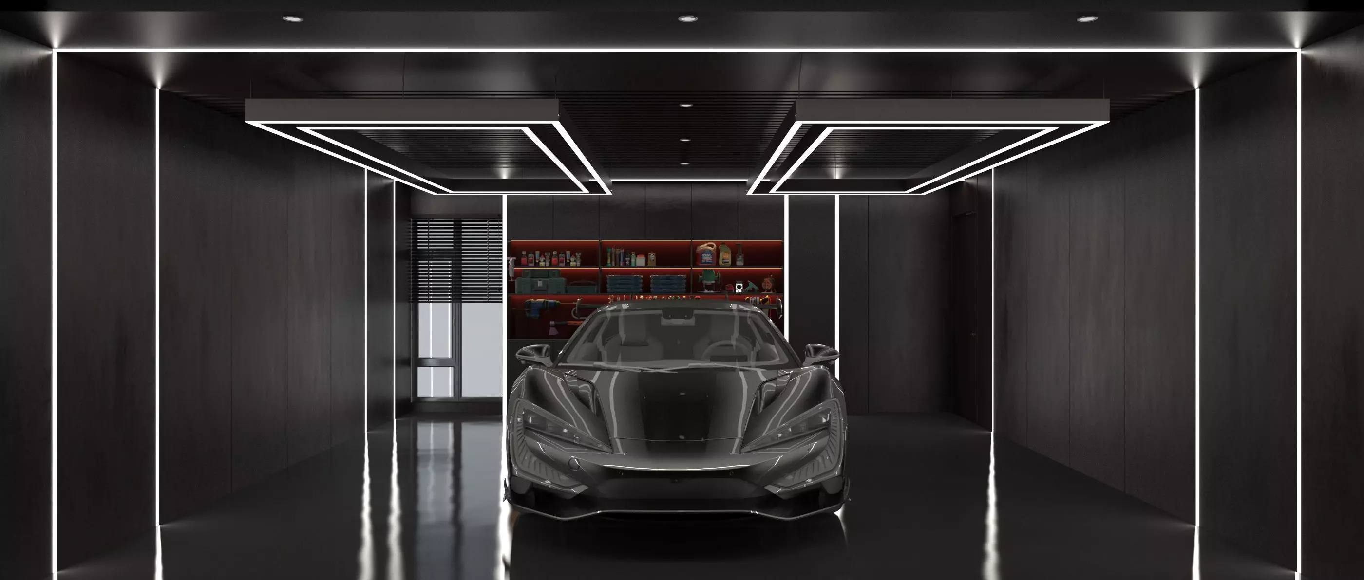 Car studio interior 3D model_0