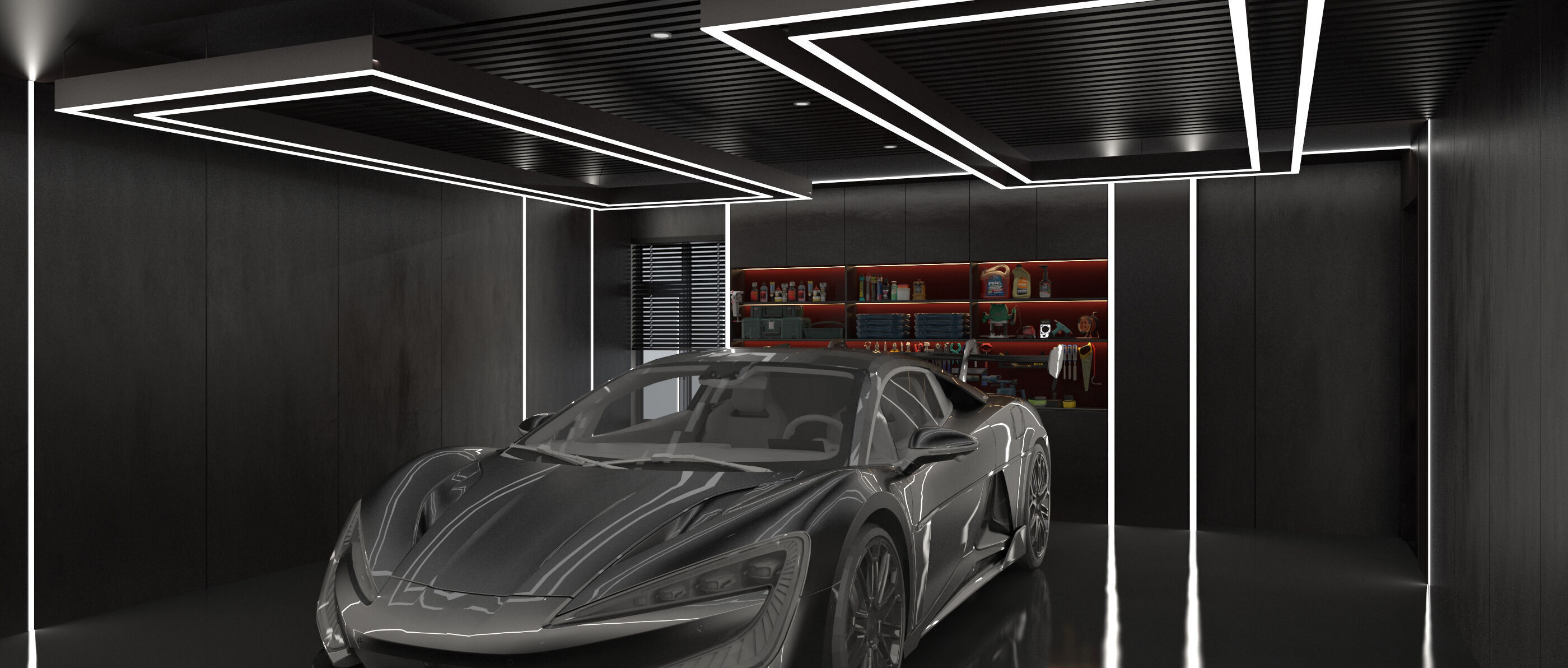 Car studio interior 3D model_2