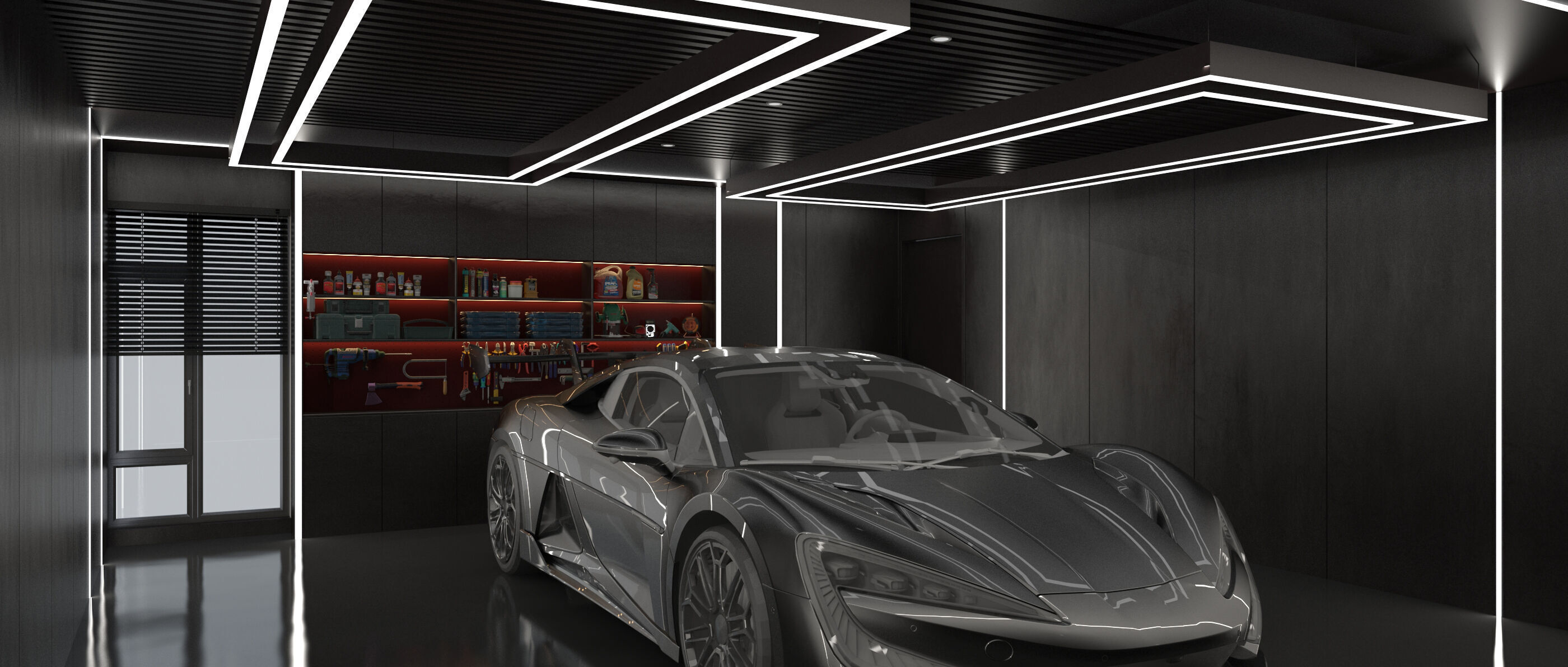 Car studio interior 3D model_1