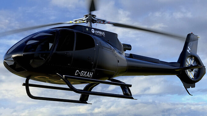 Animated Airbus H130 Helicopter - Airbus Generic 1 Livery - Low-poly 3D model