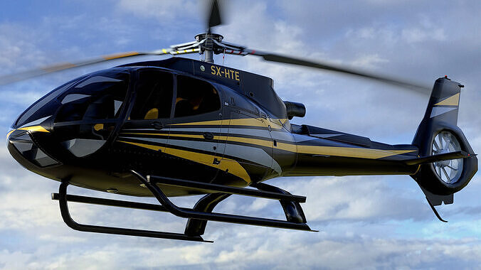 Animated Airbus H130 Helicopter - Airbus Generic 2 Livery - Low-poly 3D model