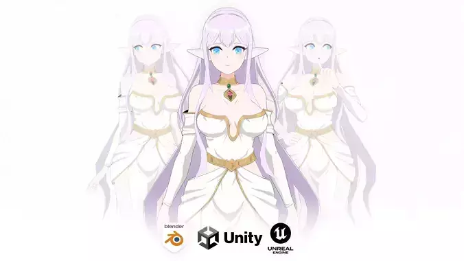 Anime Elf Goddess 3D Model 